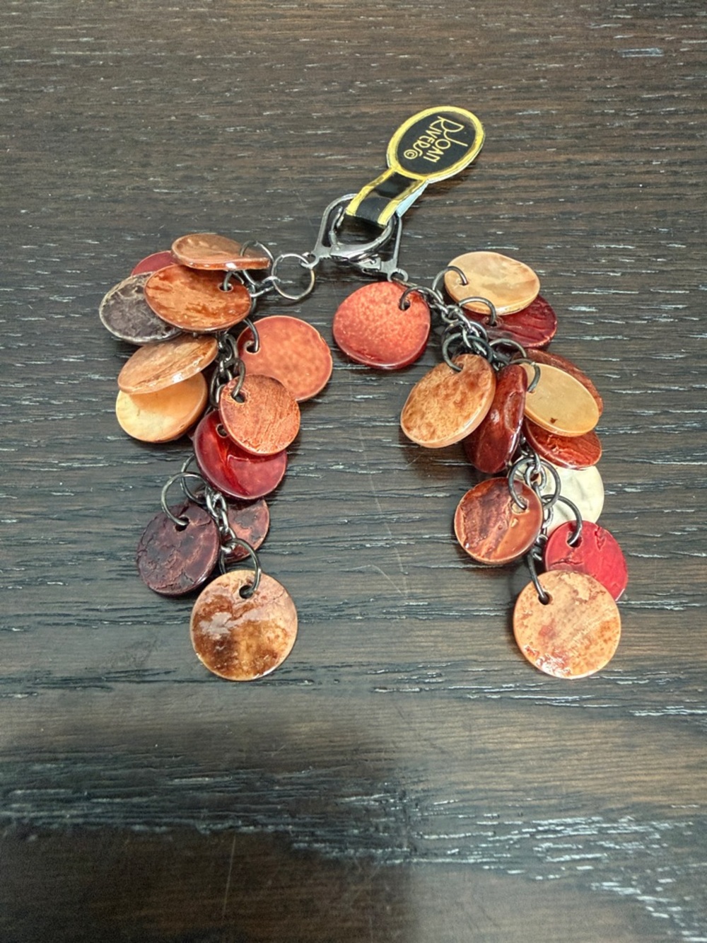 Joan Rivers Red and Copper Color Disc Drop Earrings